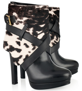 Alexander McQueen Animal Print Calf Hair and Leather Boots