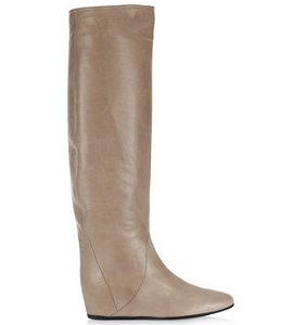 Lanvin Concealed-Wedge Crinkled-Leather Knee Boots