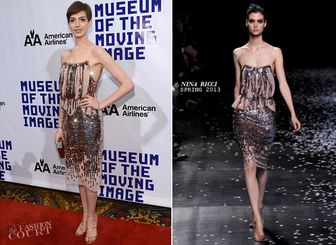 Anne Hathaway in Nina Ricci | Museum Of Moving Image Salutes Hugh Jackman