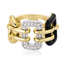 Chanel Fine Jewelry Baroque White Gold, Yellow Gold, Onyx, and Diamond Ring