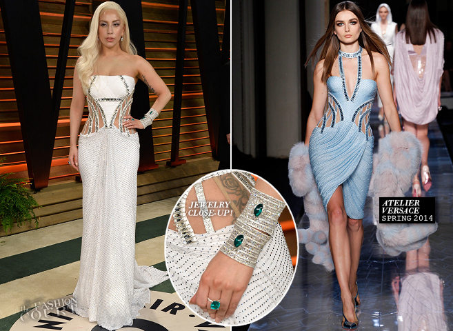 Lady Gaga in Atelier Versace | 2014 Vanity Fair Oscar Party
