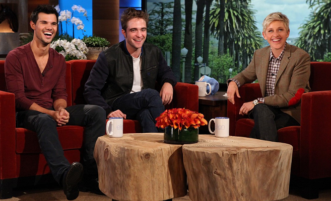 Robert Pattinson in McQ Alexander McQueen & Taylor Lautner in John Varvatos | NBC's 'The Ellen DeGeneres Show'