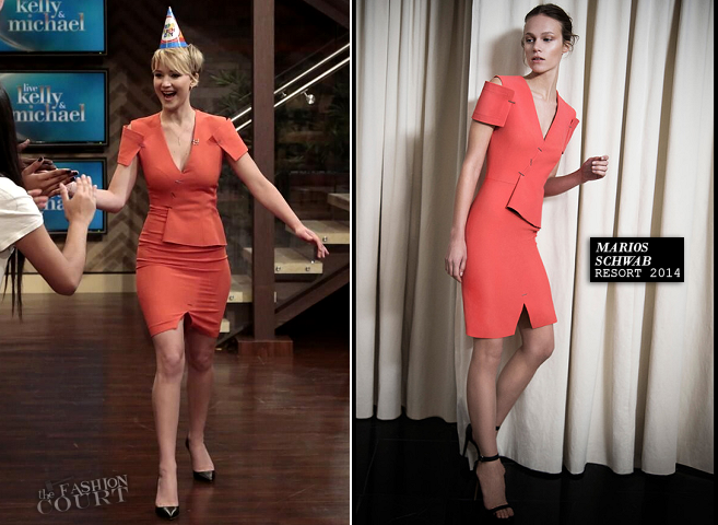 Jennifer Lawrence in Marios Schwab | 'LIVE! with Kelly and Michael'