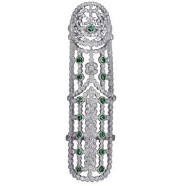 Jacob & Co. White Diamond Full Finger Ring with Emeralds