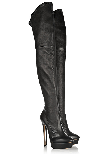 Casadei Over the Knee Stretch Leather Platform Boots