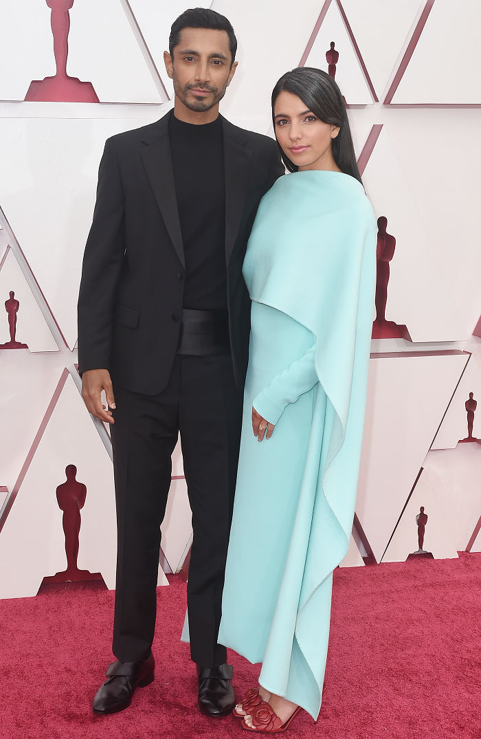 Riz Ahmed in Prada & Fatima Farheen Mirza in Valentino Couture | 2021 Oscars